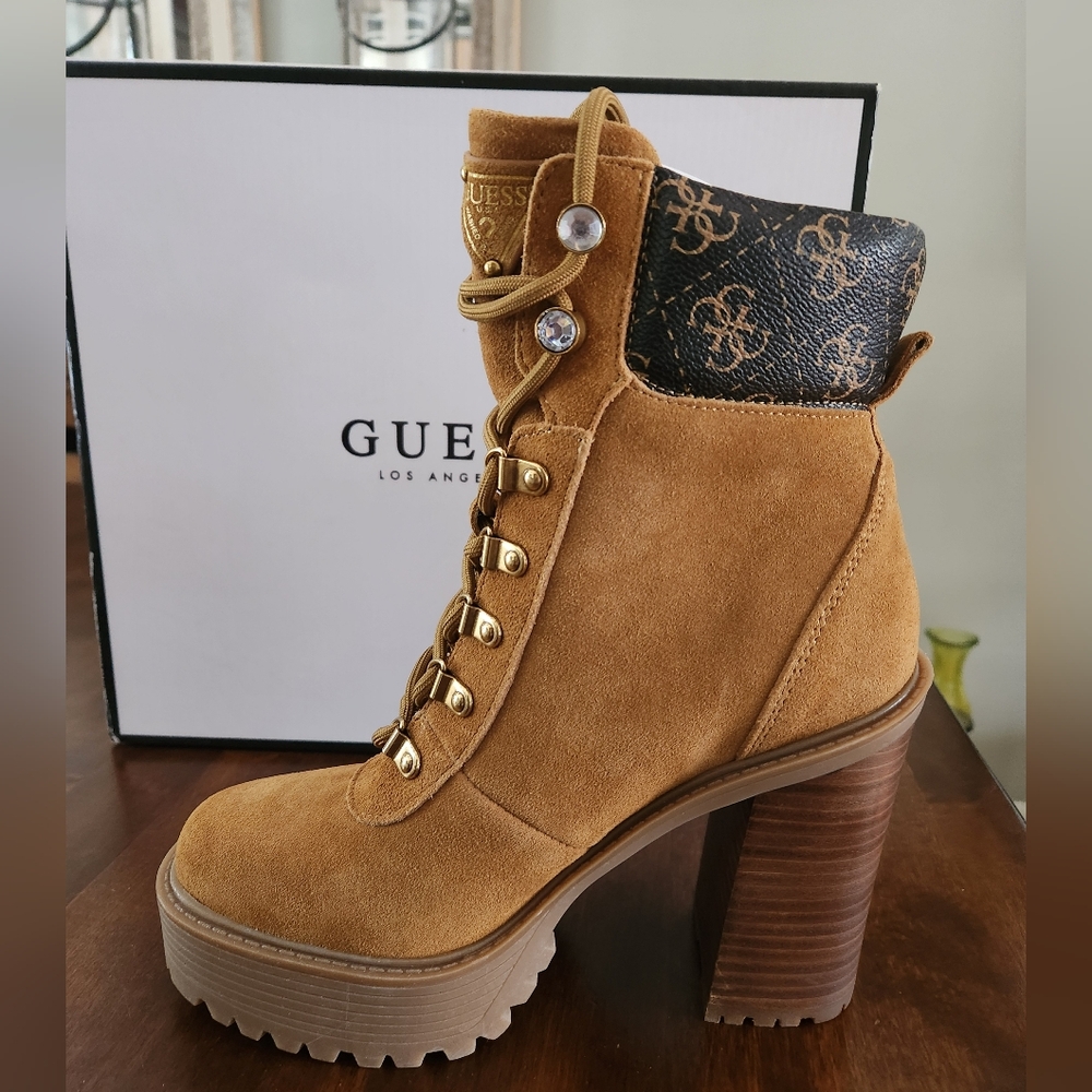 GUESS Women's Tan Suede Ankle Boots 7.5